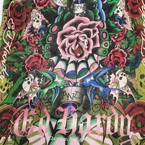 Ed Hardy by Christian Audigier Vintage 'Love and Roses' Cotton Scarf